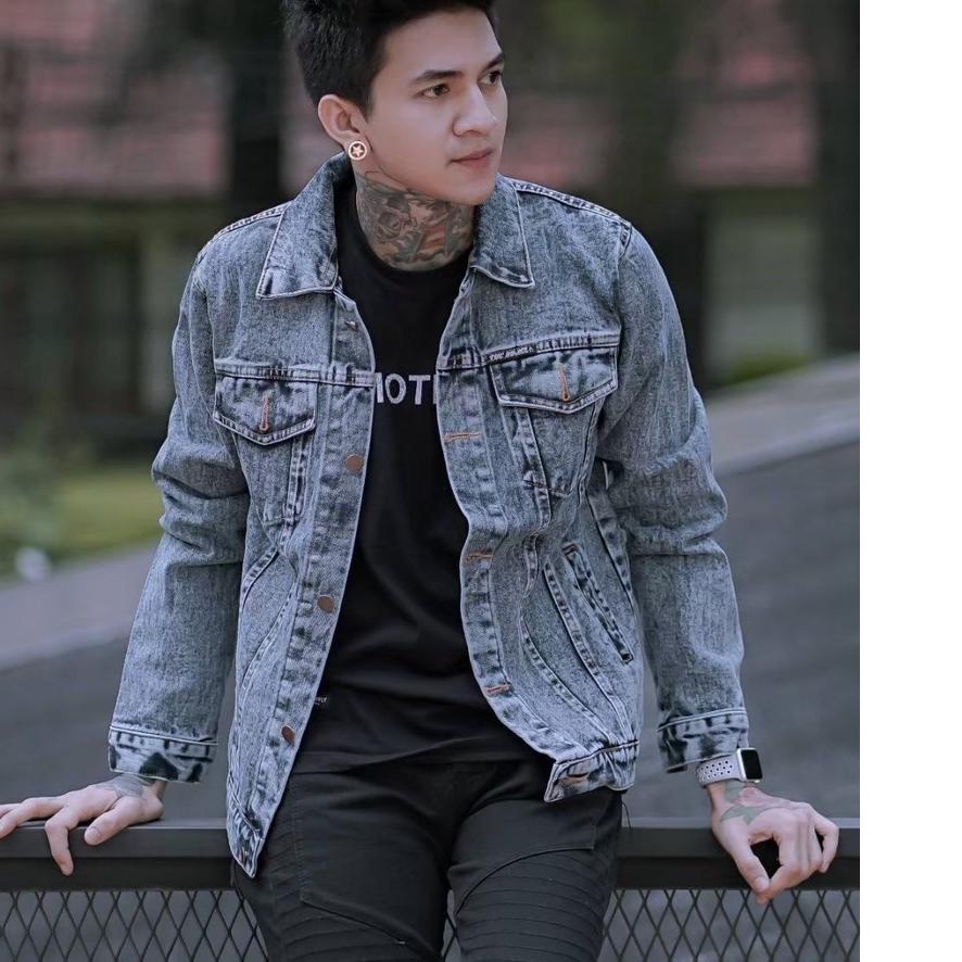 (X39) FREE ONGKIR - ORIGINAL THE BOJIEL JAKET JEANS TERBARU SANDWASH PRIA BORDIR SOFT JEANS TEBAL LE
