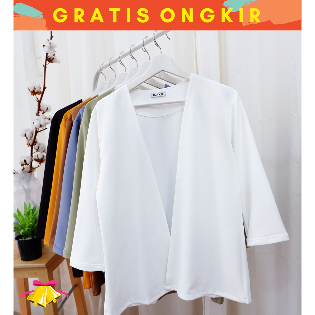 COTTONBELLS JAKET CASUAL SCUBA WANITA VIANNA PLAID OUTER ( HV - J 926 )-4