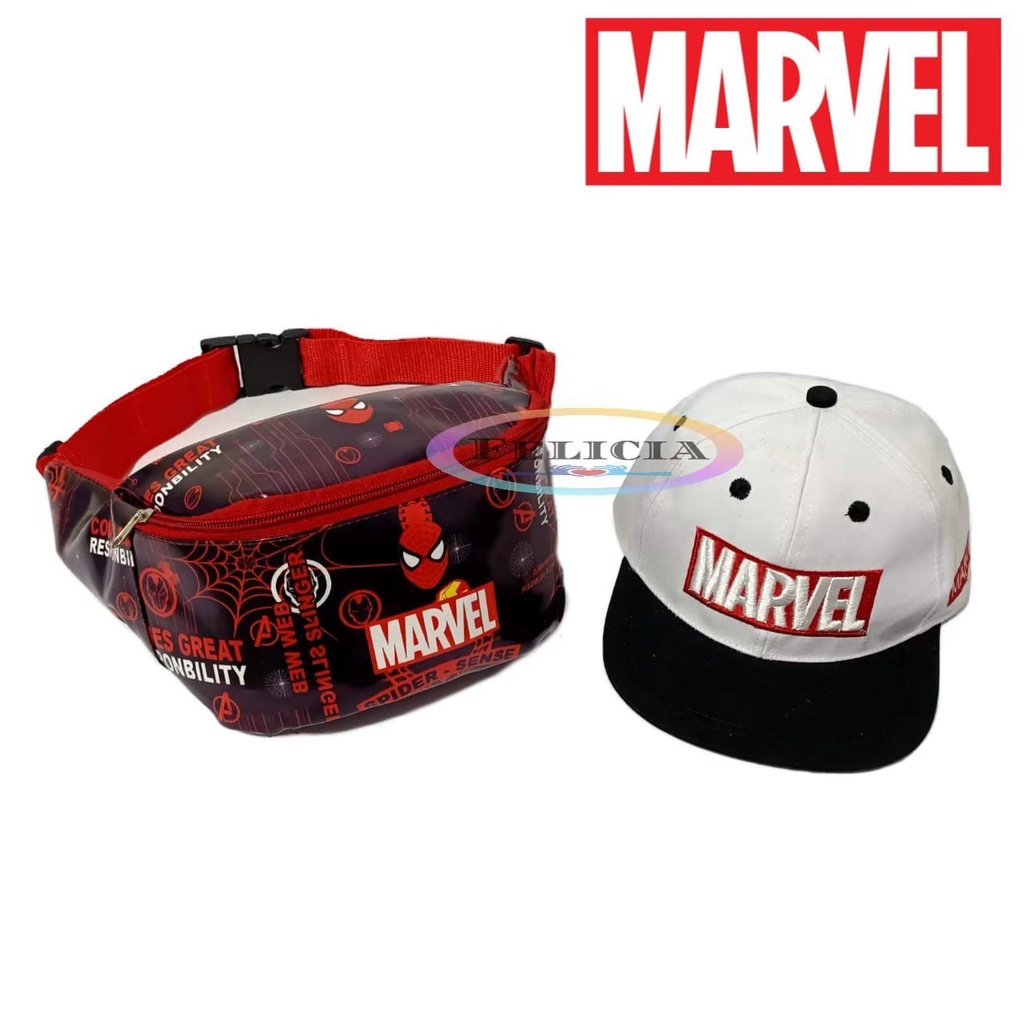Sahabat Paket Marvel WaistBag dan Topi Anak Cowok Laki