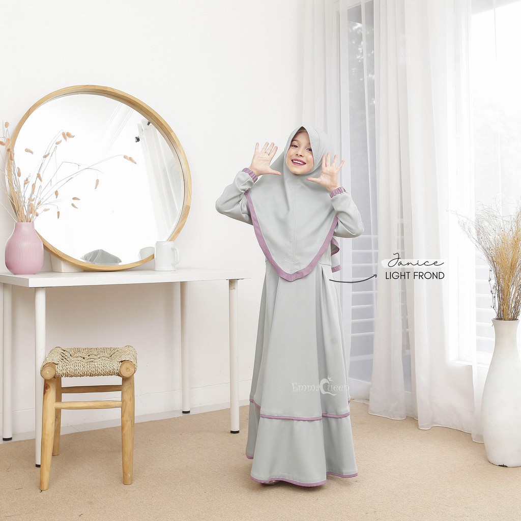 EmmaQueen - Set Dress Muslim Anak Janice-Light Frond