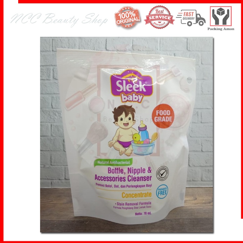 [PREMIUM] * NCC * Sleek Baby Pembersih Botol Dot Perlengkapan Bayi Food Grade Paraben Free - Kemasan Sachet