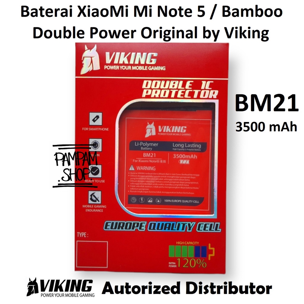 Baterai VIKING Double Power Original XiaoMi BM21 Mi Note 5 Bamboo Batre Batrai Battery Bambu Ori