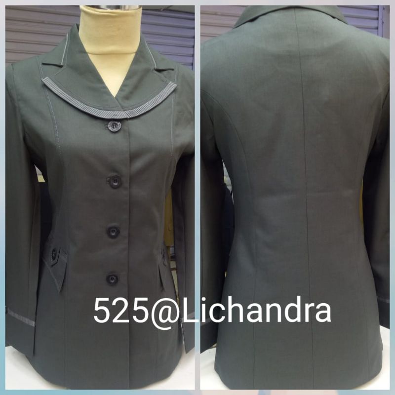 seragam abu tua wanita lichandra/ seragam kerja wanita abu tua/ seragam abu lichandra/ blezer abu tu