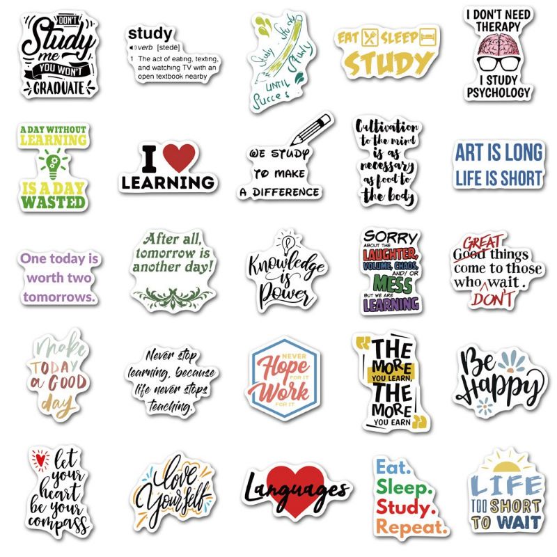 (5 PCS) Stiker Tulisan Quotes / Stiker Quotes / Stiker Quotes Bahasa Inggris / Stiker Random