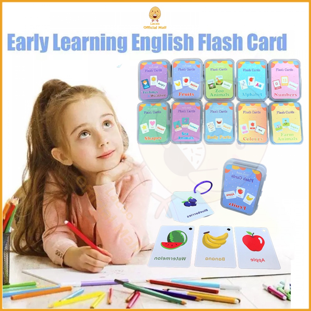 Poney Flash card edukasi anak Kartu pintar balita inggris set