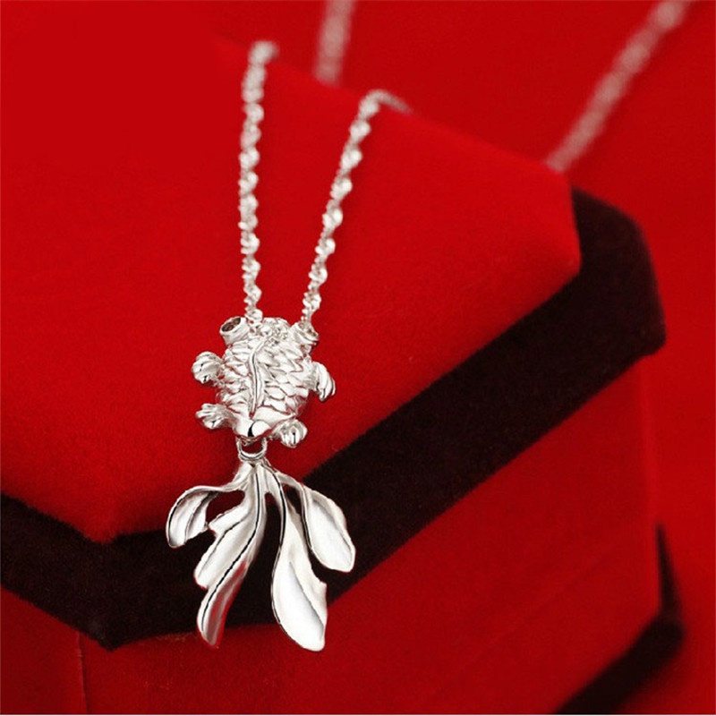 [Ready Stock]Fashion Silver Plated Fish Cute Pendant Necklace