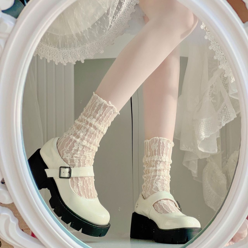 Kaus Kaki Berenda Warna Putih Kaus Kaki Setengah Panjang Anak-Anak Instagram Trendi Musim Semi Musim