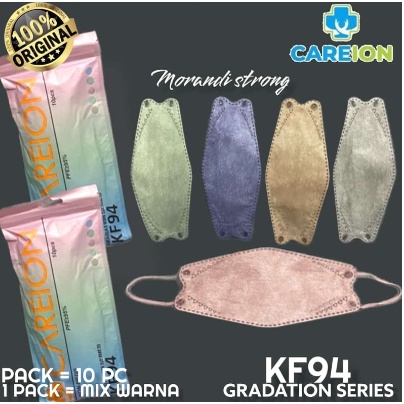 MASKER KF94 GRADATION SERIES CAREION MIX WARNA ISI 10 PCS | MASKER GRADASI SERIES CAREION 4PLY MIX NEW WARNA ISI 10PCS