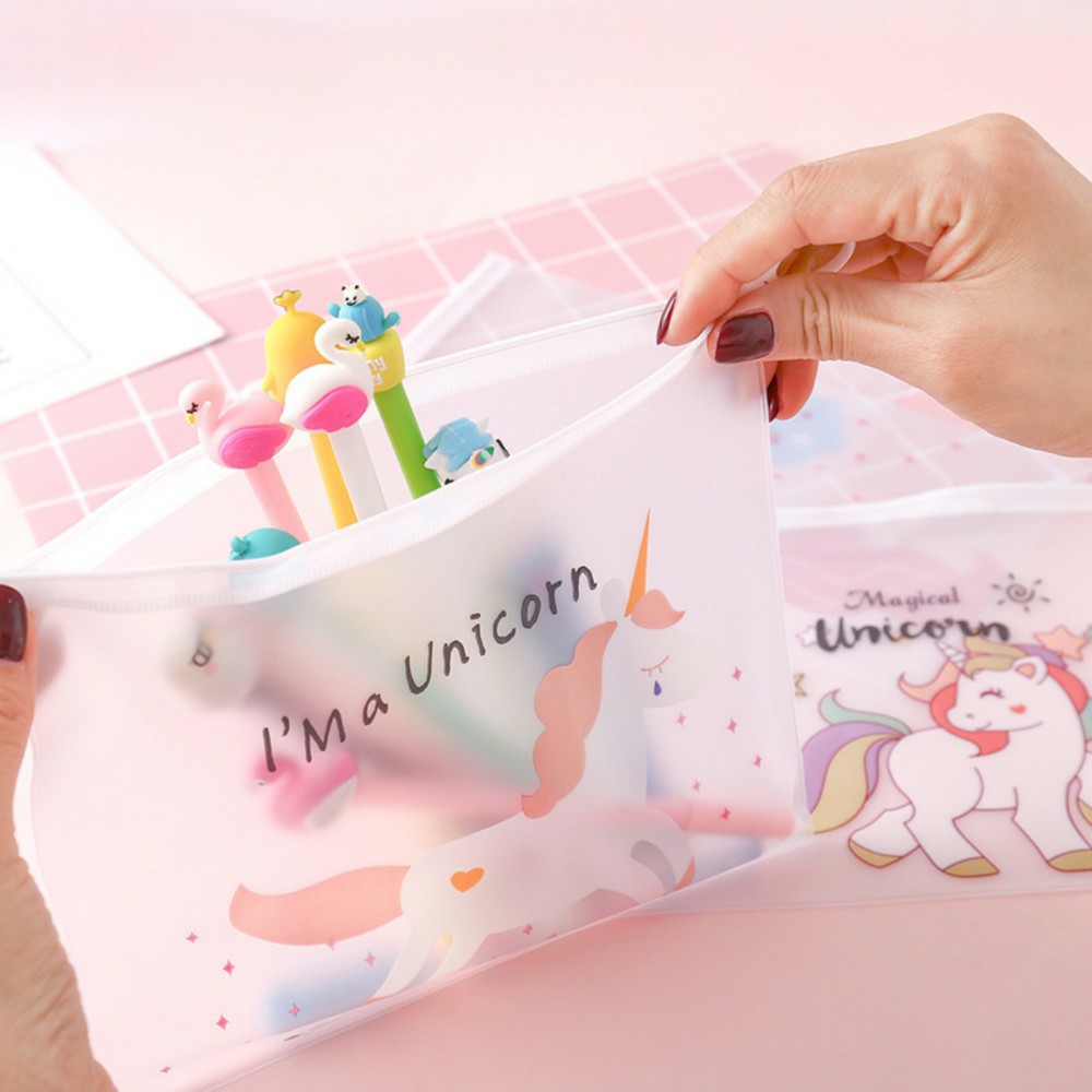 Pouch Kosmetik TRANSPARAN MOTIF UNICORN | PINK PANTHER Murah ZIPPER Bag - LPM Shop