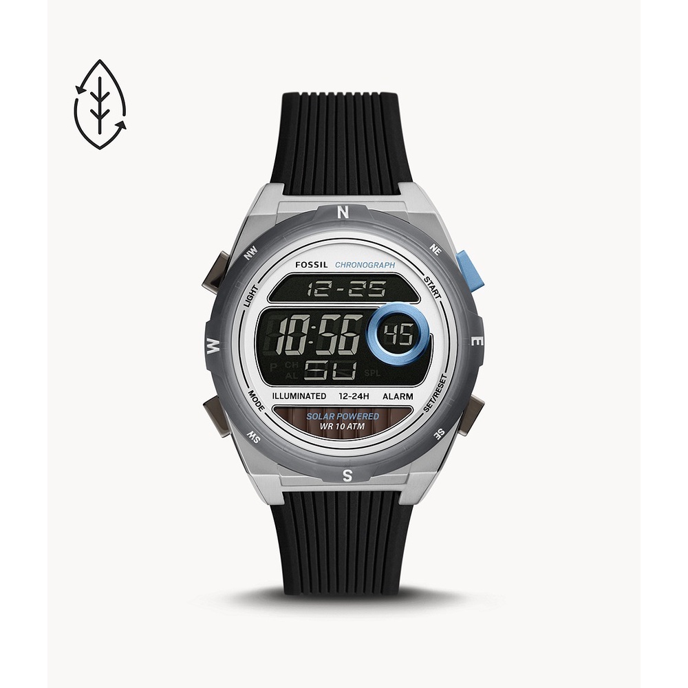 Fossil Everett Digital Black Silicone Jam Pria - FS5912