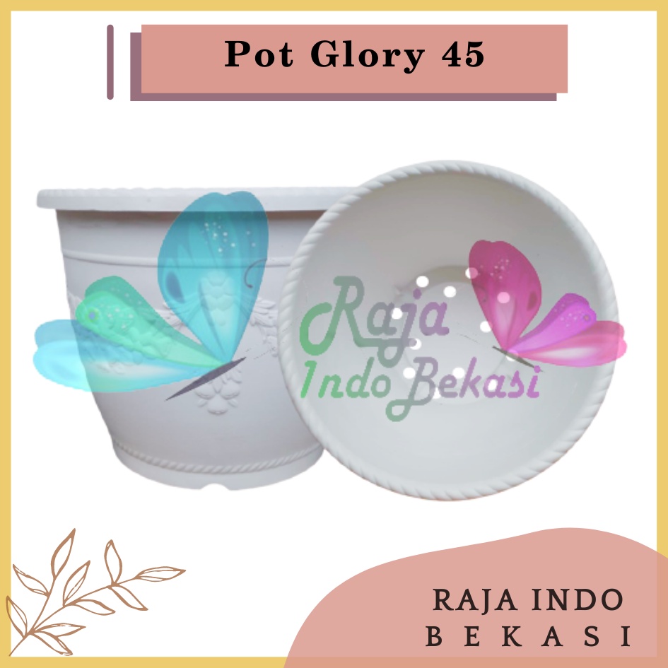 ONLY SAMEDAY AND INSTAN Pot Glory 45 Putih - Pot Besar Jumbo 50cm Pot Besar Plastik Bahan Tebal