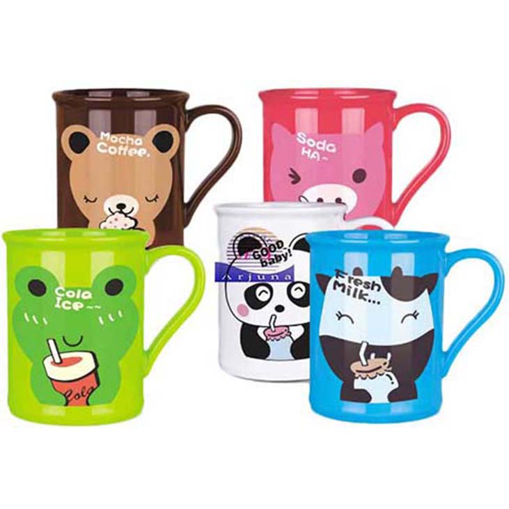 GELAS mug  jumbo PLUS KARAKTER LUCU  600ml tebal TANPA TUTUP  