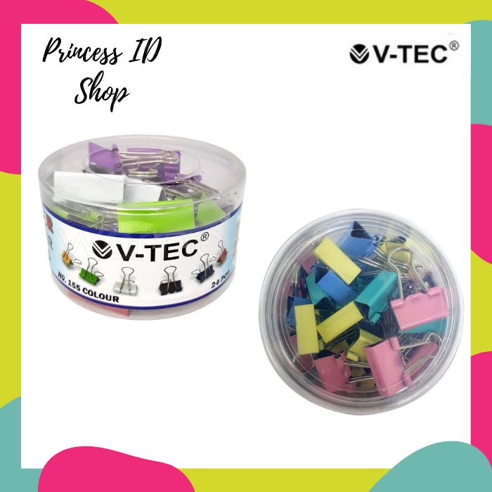 

KLIP KERTAS BINDER CLIP WARNA V-TEC NO. 111 [48PCS/TUBE]