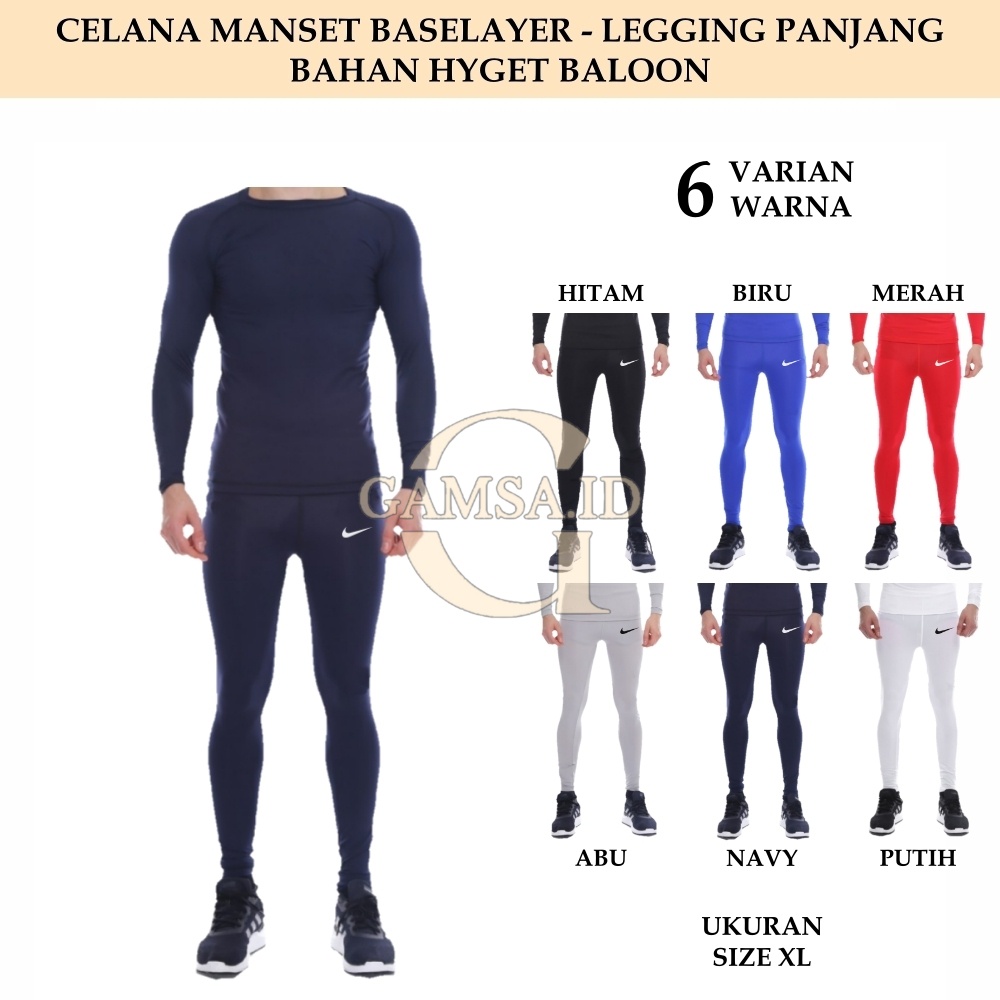 BISA COD - MANSET CELANA BASELAYER PANJANG PRIA WANITA MANGSET LEGGING PANJANG OLAHRAGA SPORT LARI BOLA BASKET