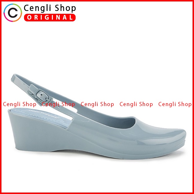 SEPATU SANDAL WEDGES HUSH PUPPIES WANITA ORIGINAL SLINGBACK BIRU HW01