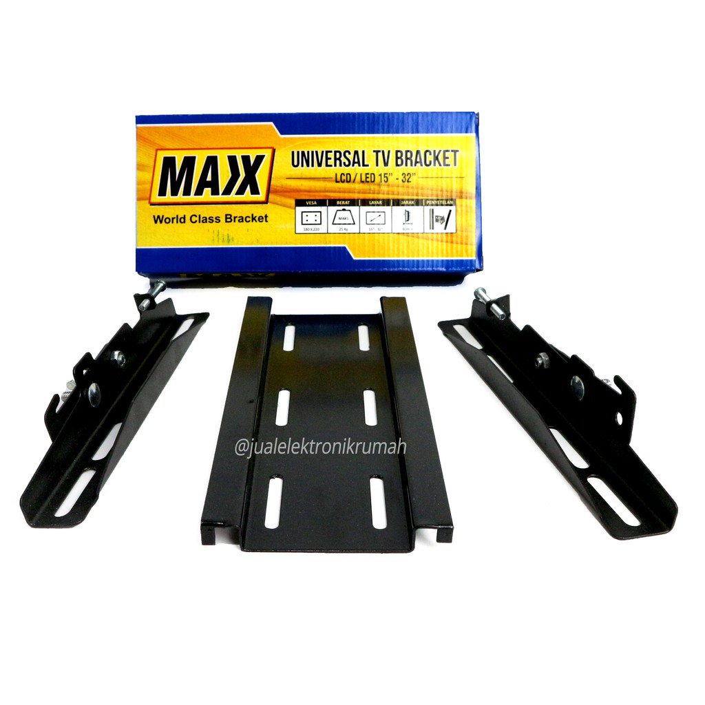 Maxx Braket TV LED 32 Inch Besi Tebal Coating Hitam Fleksibel 15 - 32 Inch