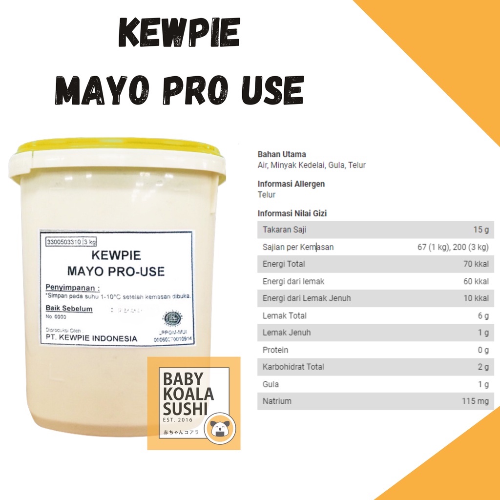 KEWPIE Mayo Pro Use Manis 3 Kg │ Mayonnaise Sweet Mayonaise Manis Salad Buah.