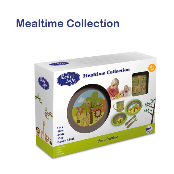 Baby Safe Set Mealtime Collection Tempat Makan Bayi Piring Mangkuk Sendok Gelas FS500