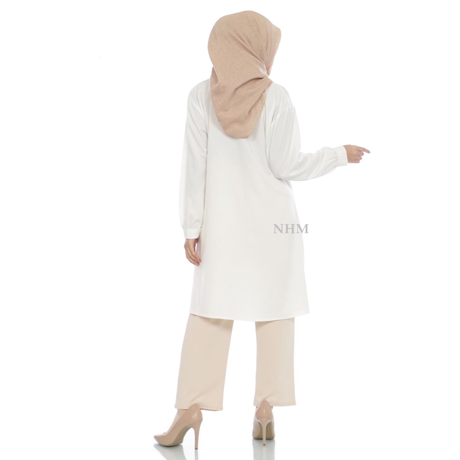 NHM Tunik Kemeja Putih Moscrepe Premium Jumbo Busui