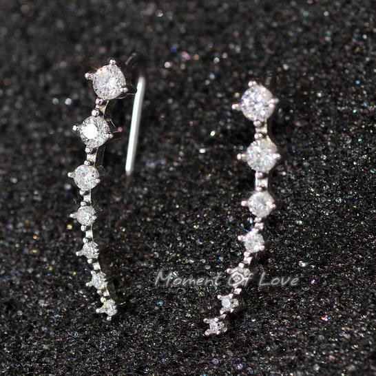 Anting hijab Perhiasan Korea Earrings zirkon dalam deretan 7 berlian dengan bintang berlian imitasi