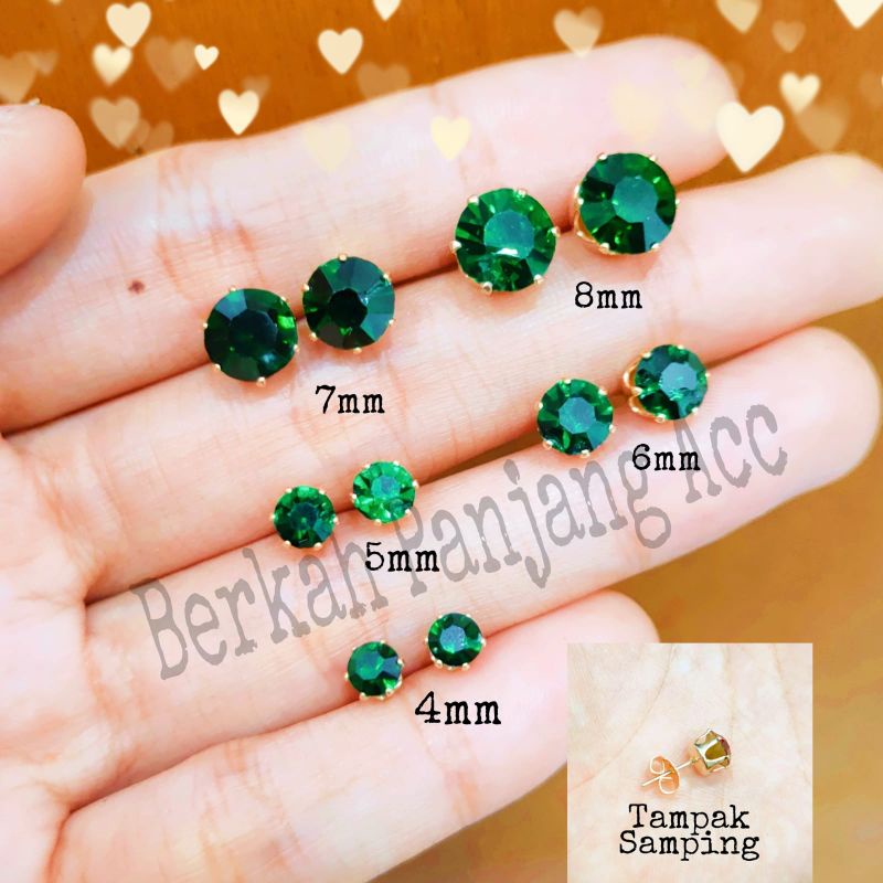 Anting permata satu zircon  warna perhiasan emas korea anti karat dan anti luntur