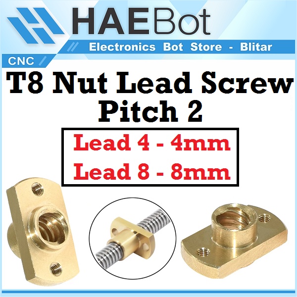 [HAEBOT] T Nut TNut T8 Lead Screw Leadscrew Pitch 2 4 8 mm Trapezoidal CNC 3D Printer Loaded Ulir Mekanik Brass Start Mur Mechanical Part