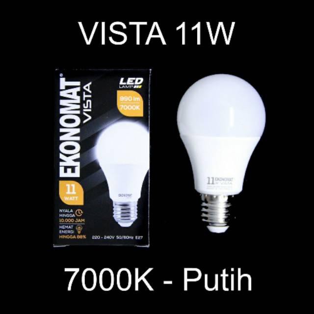 Lampu LED Ekonomat Vista / 11W Warna Putih (Daylight) / Bohlam LED 11W / Bulm 11W Murah HematListrik