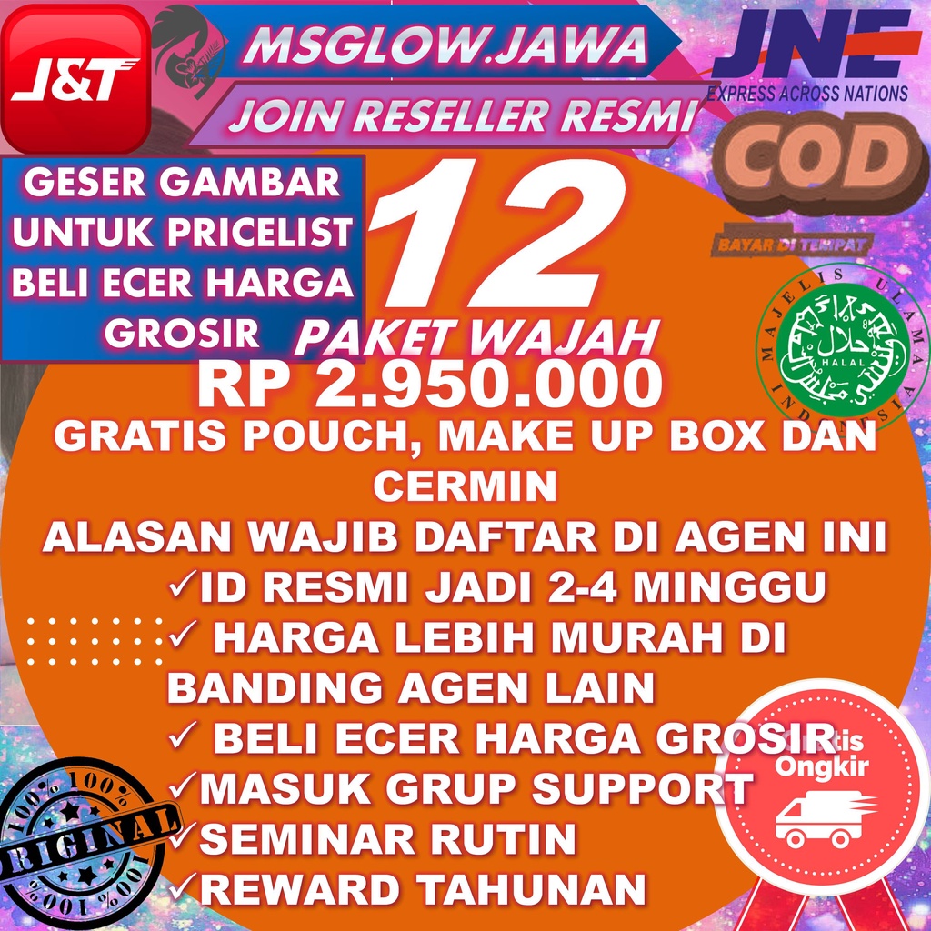 Join Reseller Member  Ms Glow msglow ID Card Resmi 12 Paket / DAFTAR GABUNG RESELLER / AGEN RESMI MS