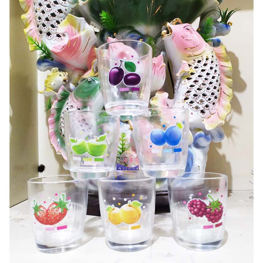 Gelas Minum Benng Gambar Buah-Buah Satu Set isi 6pcs