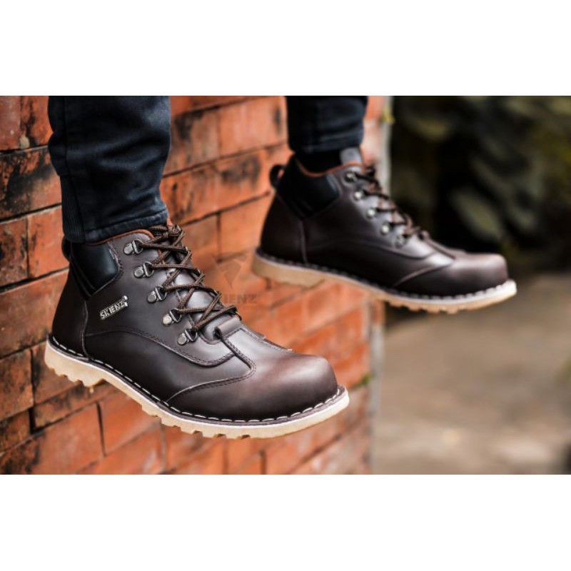 SEPATU PRIA SKIENZ M46 Sepatu Safety Boots Pria Sepatu Kulit Biker Riding Hiking Kerja