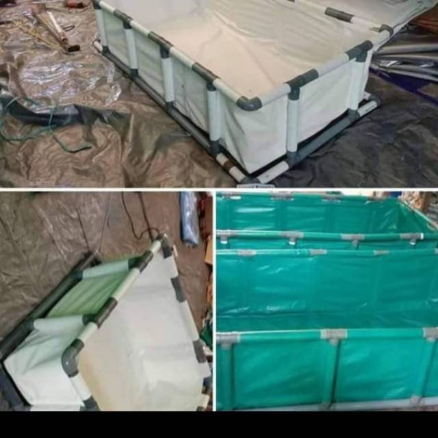 Kolam terpal rangka pipa 2×0.6 ×0,4 terpaulin pvc semi karet