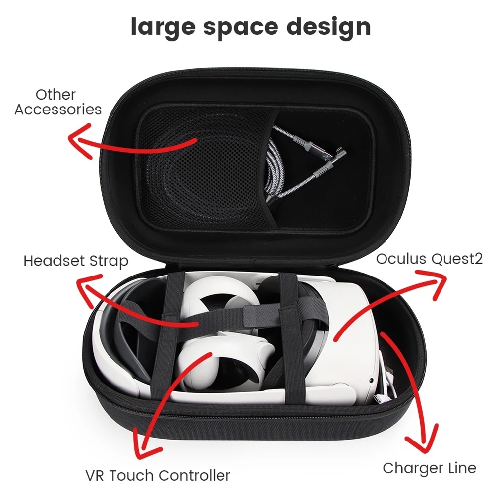 Tas Penyimpanan Kacamata VR Oculus Quest 2 Portable Bahan EVA Untuk Travel