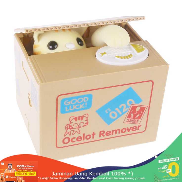 (BISA COD) RVOSTR Ocelot Remover Celengan Kucing Lucu Steal Money Cat Piggy Bank