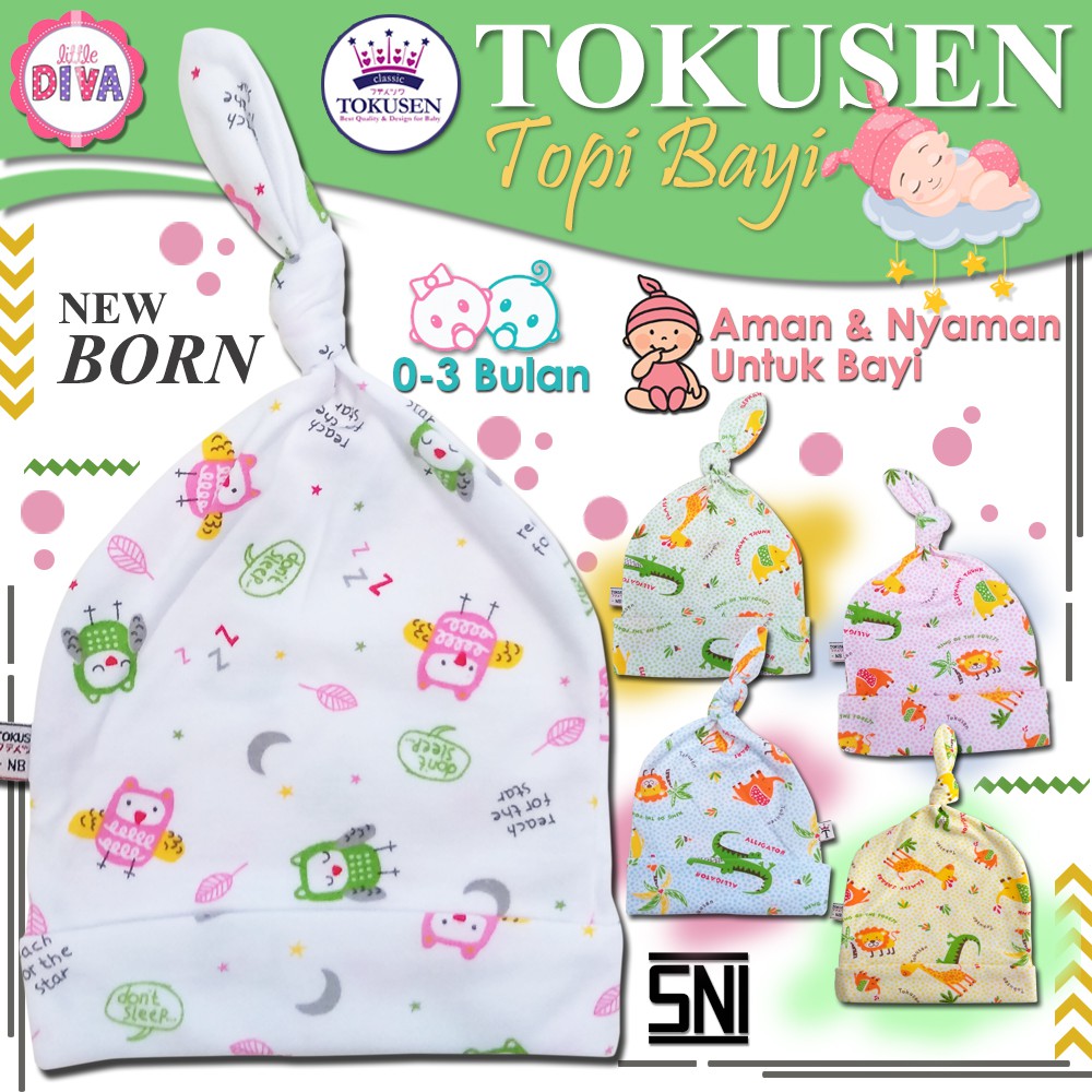 TOKUSEN Newborn Baby Hat MOTIF Topi Bayi Newborn Baby Hat alt