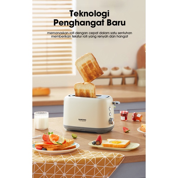 Samono 800W Toaster Elektrik Pemanggang Roti Listrik Bread Toaster 6 Tingkat Panas 2 Sisi  SW-TT800