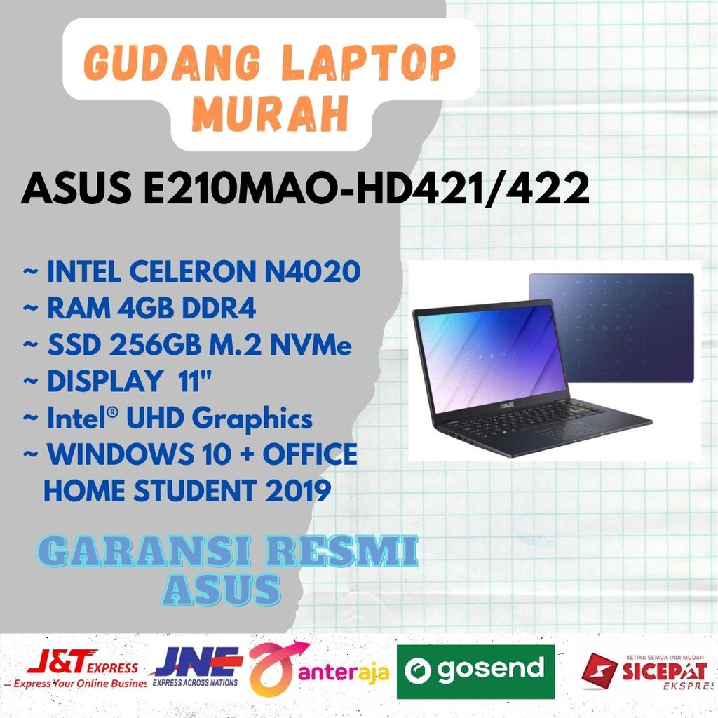 ASUS E210MAO-HD421|HD422|HD423/N4020/4GB/256GB/14"HD/W10+OHS-BLUE