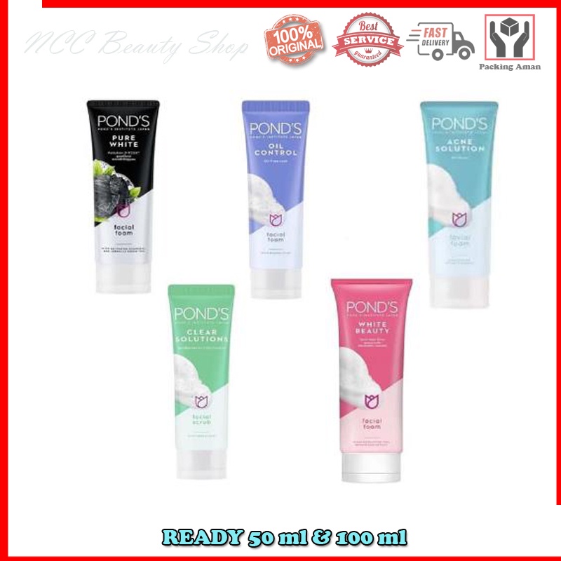 * NCC * Ponds Facial Foam Wash Pembersih Pond's Wajah white Beauty Clear Solution Pure White