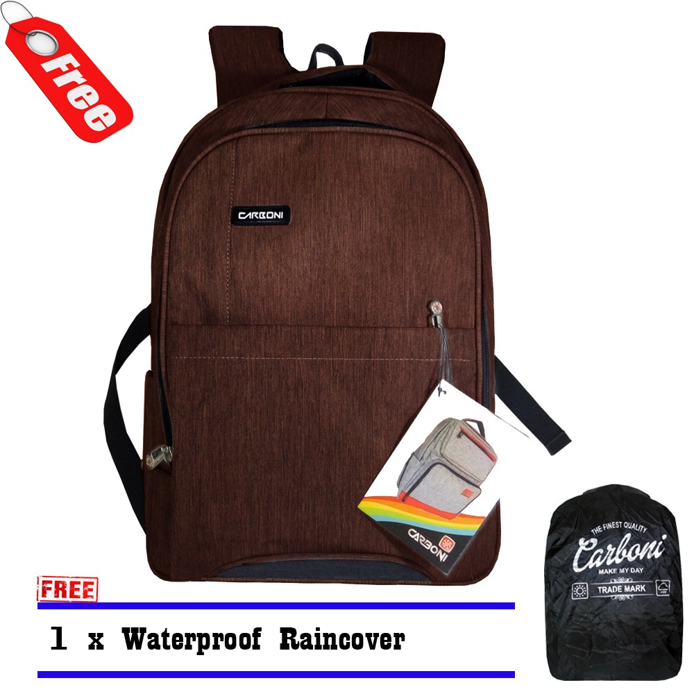 SHOPEE 6.6 SUPER SALE!! Carboni Tas Ransel RA0016 Original 17 - Coffee+ Raincover