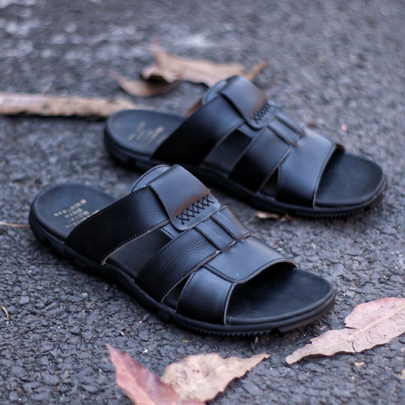 SANDAL KULIT PRIA 05 CEVANY BLACK BROWN TAN KULIT SAPI ASLI ORIGINAL