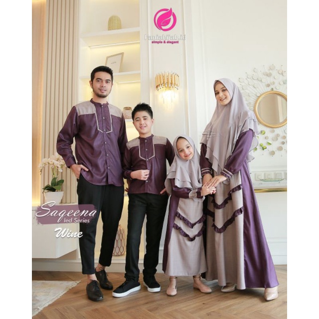 Saqeena id Series Fania Hijab 2022 . Saqeena wine / Saqeena sarimbit fania hijab 2022 . Gamis terbar