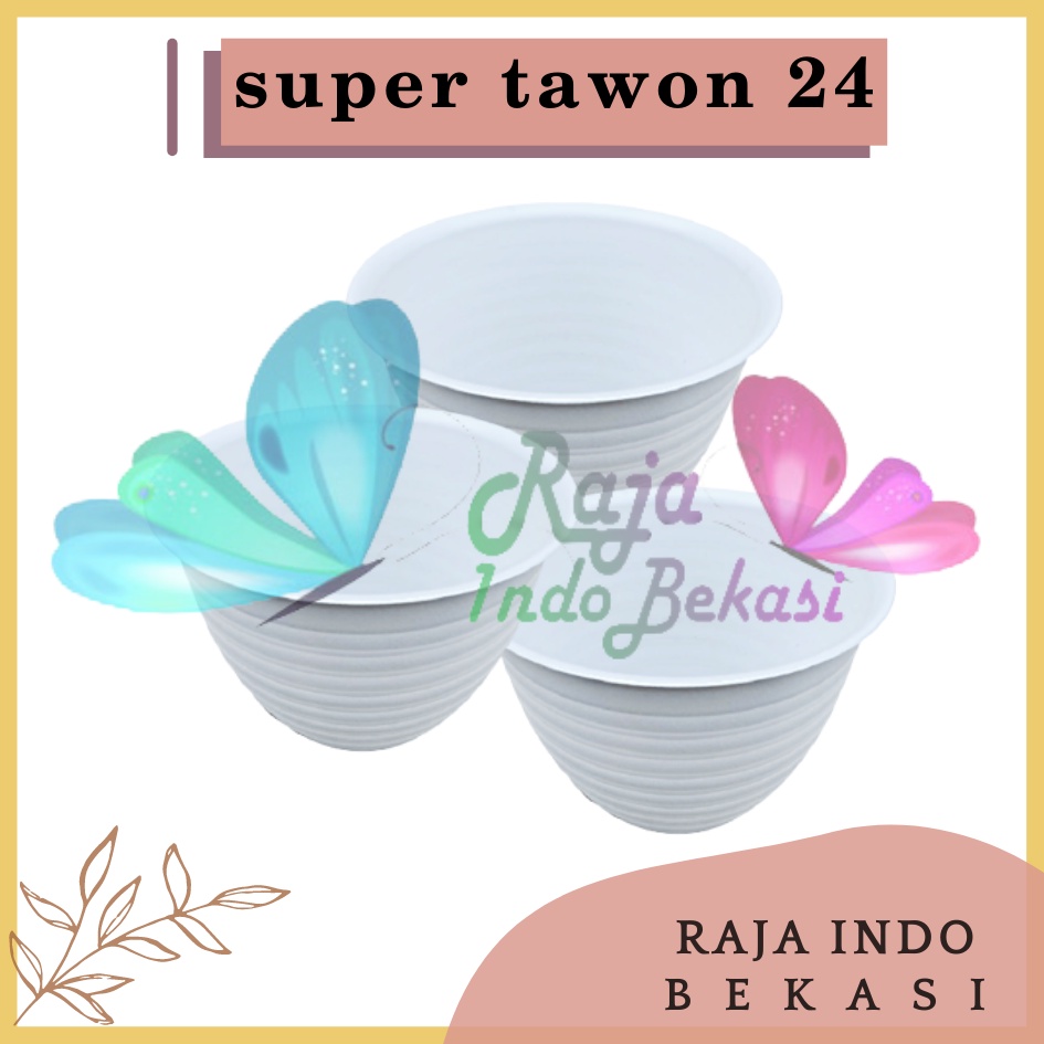 Pot Super Tawon 24 Cm Pot Tawon Putih Merah Bata 24CM Vas Bunga Bkn Pot Tawon Pirus 18 21 24 27 30 - Pot Tawon 24