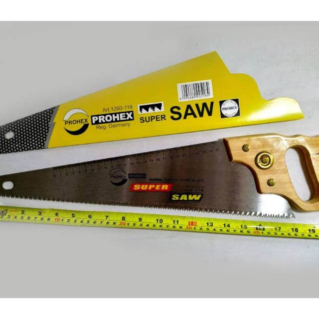 Hand saw 18&quot; / Gergaji kayu gagang kayu Prohex