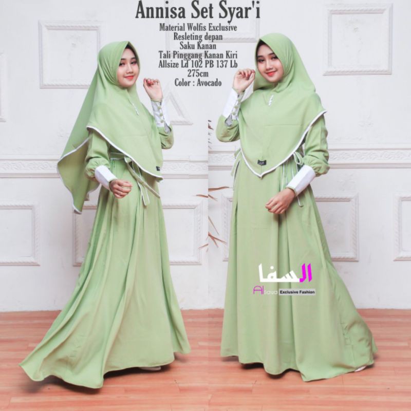ANNISA SET SYARI HIJAB SYARI GAMIS SYARI GAMIS ABAYA HIJAB SET ORI HIJAB SYARI PREMIUM HIJAB WOLFIS