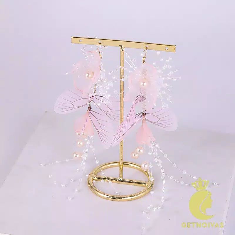 FerenHongXia mahkota + anting&quot; ( 1 set ) sweet flower hair ornaments gold pink