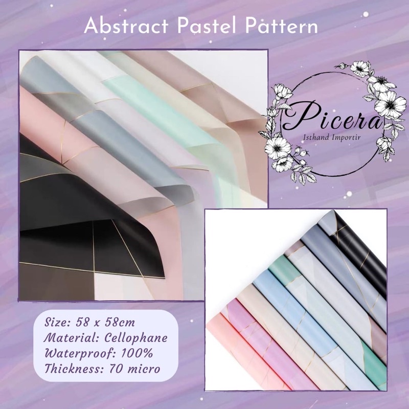 

Flower Wrapping Paper Abstract Geometric Pattern Pastel Cellophane Waterproof Kertas Bouquet Bunga Motif Abstrak Anti Air