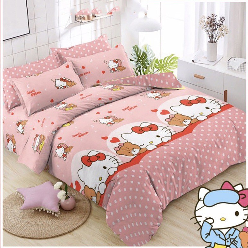 Arjuna Sprei Bahan Katun Motif Hello Kitty Blanket