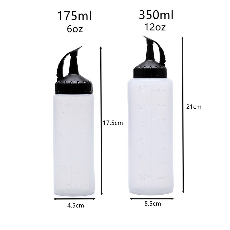 175/350ml Kitchen Squeeze Seasoning Bottles With Scale / Transparent Squeeze Sauce Honey Salad Bottle Dispenser