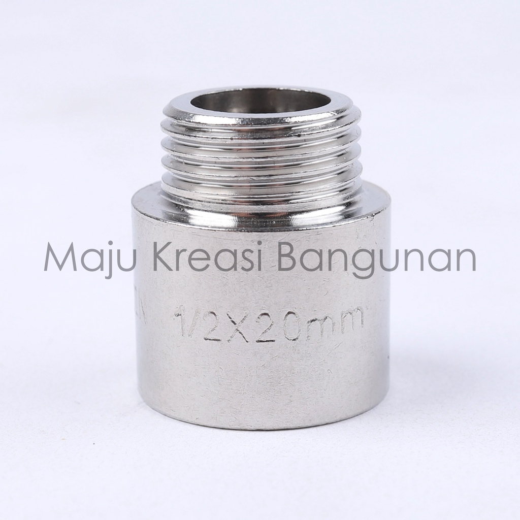 Sok Kran Drat Luar Dalam SOLIGEN 1/2 Inch Inci Pendek Kuningan Sock Sambungan Keran Nepel Pipa 1/2&quot;