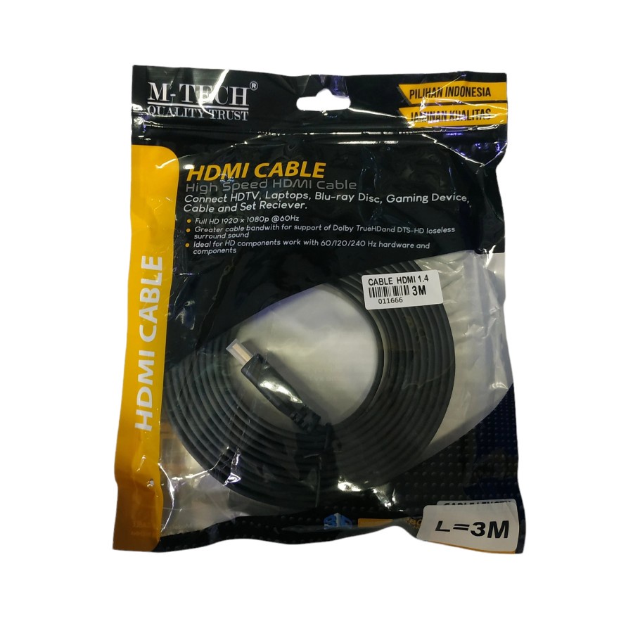 M-Tech Kabel HDMI 3M Flat