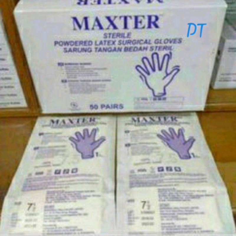 Sarung tangan bedah Steril / Sarung tangan panjang / maxter 7,5 /7 / Sarung tangan Steril / Surgical glove / sarung tangan bedah / Sarung tangan steril maxter perpcs